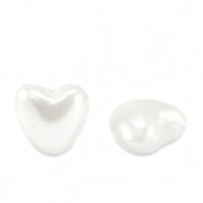 Perlas de agua dulce de imitación corazón 6x6mm - Blanco